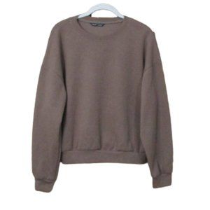 Shein Women's Brown Drop Shoulder Cropped Sweatshirt L
